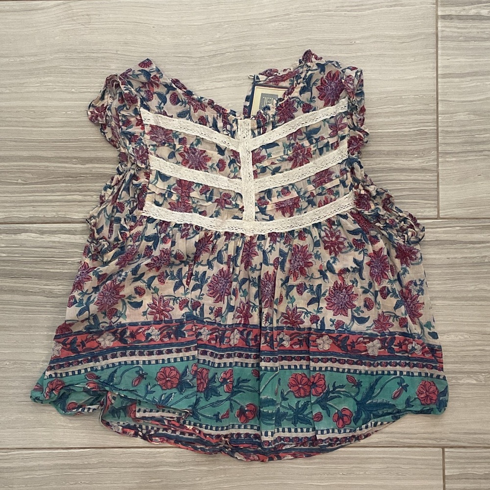 Alicia Bell Floral Sleeveless Top with Lace Detail